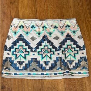 Express Multicolor Sequin Mini Skirt